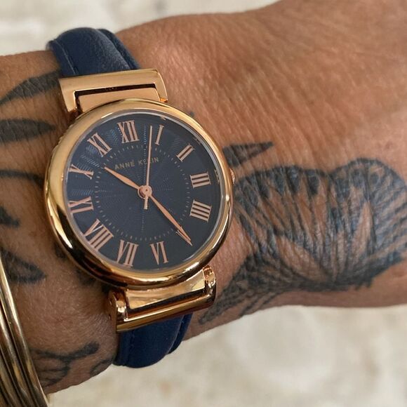 Anne Klein Rose Gold Women's Leather Strap Watch - Picture 3 of 15